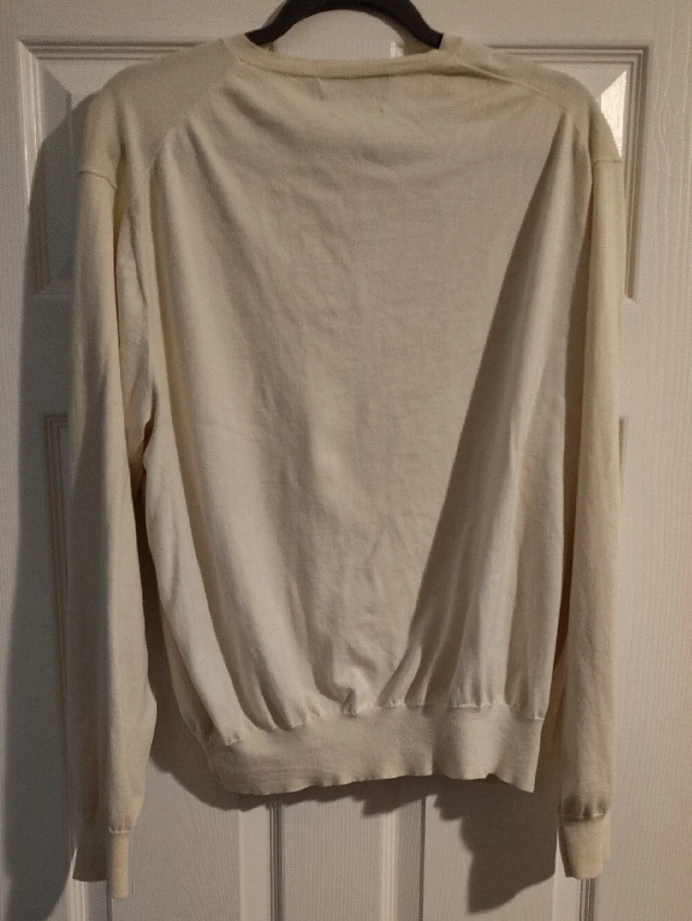 🆕Polo by Ralph Lauren Young Men's V-Neck Sweater in Cream with Navy Pony Sz XL